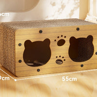 HKM-5598781 Upgraded Sisal Cat Scratch Board with Corrugated Paper Base and Integrated Cat Nest