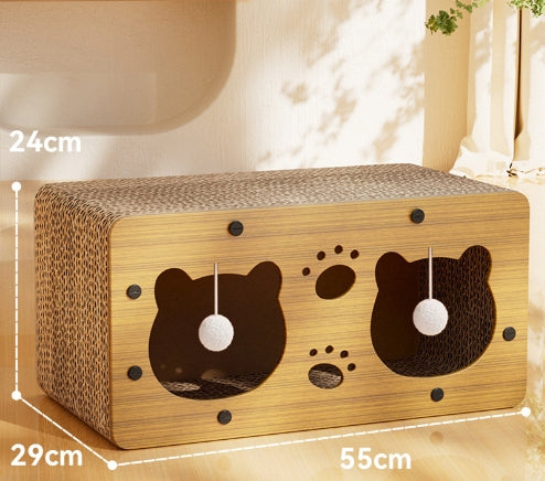 HKM-5598781 Upgraded Sisal Cat Scratch Board with Corrugated Paper Base and Integrated Cat Nest