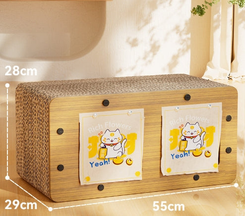 HKM-5598781 Upgraded Sisal Cat Scratch Board with Corrugated Paper Base and Integrated Cat Nest
