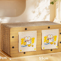 HKM-5598781 Upgraded Sisal Cat Scratch Board with Corrugated Paper Base and Integrated Cat Nest