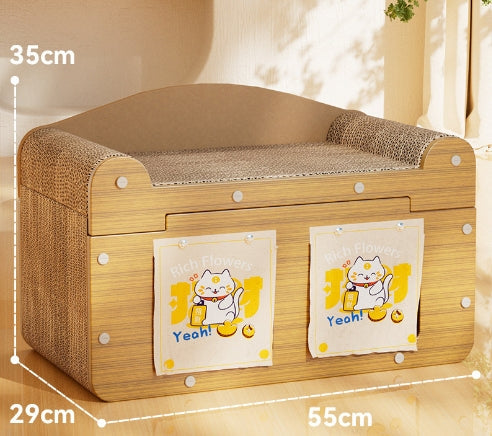 HKM-5598781 Upgraded Sisal Cat Scratch Board with Corrugated Paper Base and Integrated Cat Nest