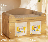 HKM-5598781 Upgraded Sisal Cat Scratch Board with Corrugated Paper Base and Integrated Cat Nest