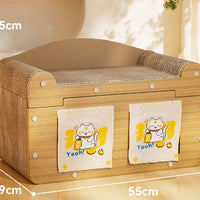 HKM-5598781 Upgraded Sisal Cat Scratch Board with Corrugated Paper Base and Integrated Cat Nest