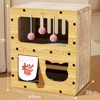 HKM-5598781 Upgraded Sisal Cat Scratch Board with Corrugated Paper Base and Integrated Cat Nest