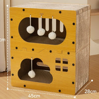 HKM-5598781 Upgraded Sisal Cat Scratch Board with Corrugated Paper Base and Integrated Cat Nest