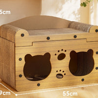 HKM-5598781 Upgraded Sisal Cat Scratch Board with Corrugated Paper Base and Integrated Cat Nest