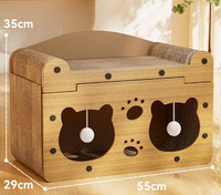 HKM-5598781 Upgraded Sisal Cat Scratch Board with Corrugated Paper Base and Integrated Cat Nest