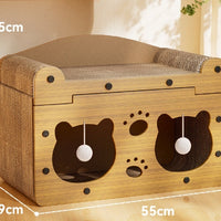 HKM-5598781 Upgraded Sisal Cat Scratch Board with Corrugated Paper Base and Integrated Cat Nest