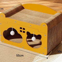 HKM-5598781 Upgraded Sisal Cat Scratch Board with Corrugated Paper Base and Integrated Cat Nest