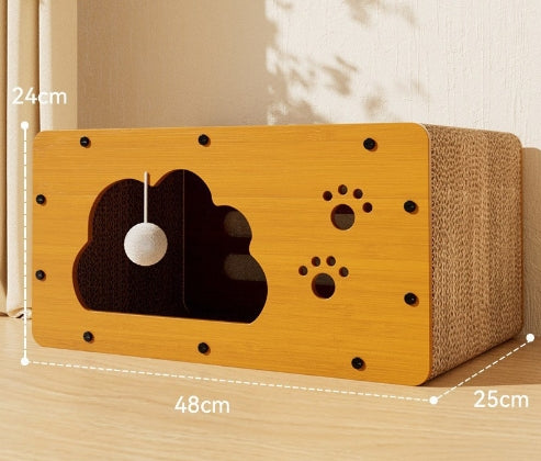 HKM-5598781 Upgraded Sisal Cat Scratch Board with Corrugated Paper Base and Integrated Cat Nest