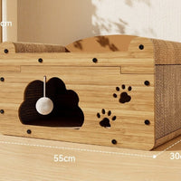 HKM-5598781 Upgraded Sisal Cat Scratch Board with Corrugated Paper Base and Integrated Cat Nest