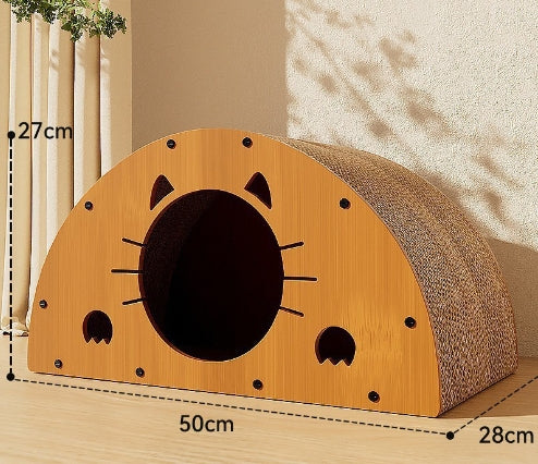 HKM-5598781 Upgraded Sisal Cat Scratch Board with Corrugated Paper Base and Integrated Cat Nest
