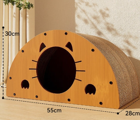 HKM-5598781 Upgraded Sisal Cat Scratch Board with Corrugated Paper Base and Integrated Cat Nest