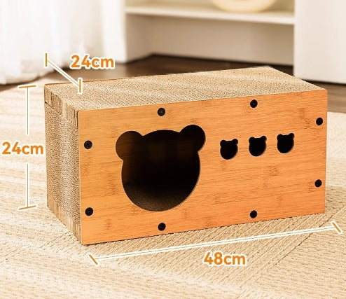 HKM-5598781 Upgraded Sisal Cat Scratch Board with Corrugated Paper Base and Integrated Cat Nest