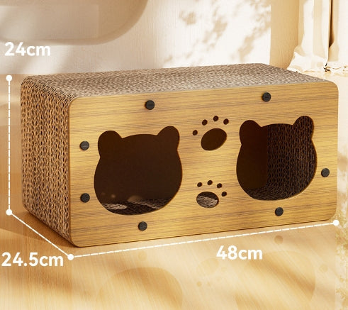 HKM-5598781 Upgraded Sisal Cat Scratch Board with Corrugated Paper Base and Integrated Cat Nest