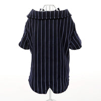 HKM-559891 Stylish Thin Black Imitation Silk Suit Dress for Small Dogs in Striped Design