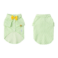 HKM-5599165 Green Polka Dot Cotton Shirt for Small to Medium Cats with Button Closure