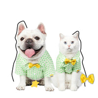 HKM-5599165 Green Polka Dot Cotton Shirt for Small to Medium Cats with Button Closure