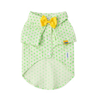 HKM-5599165 Green Polka Dot Cotton Shirt for Small to Medium Cats with Button Closure
