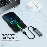 HKM-560211 2-in-1 Type-C Audio Adapter with PD 60W Charging for iPhone 15 and USB-C Earphones