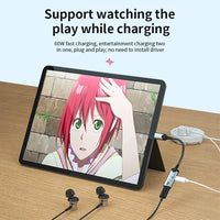 HKM-560211 2-in-1 Type-C Audio Adapter with PD 60W Charging for iPhone 15 and USB-C Earphones