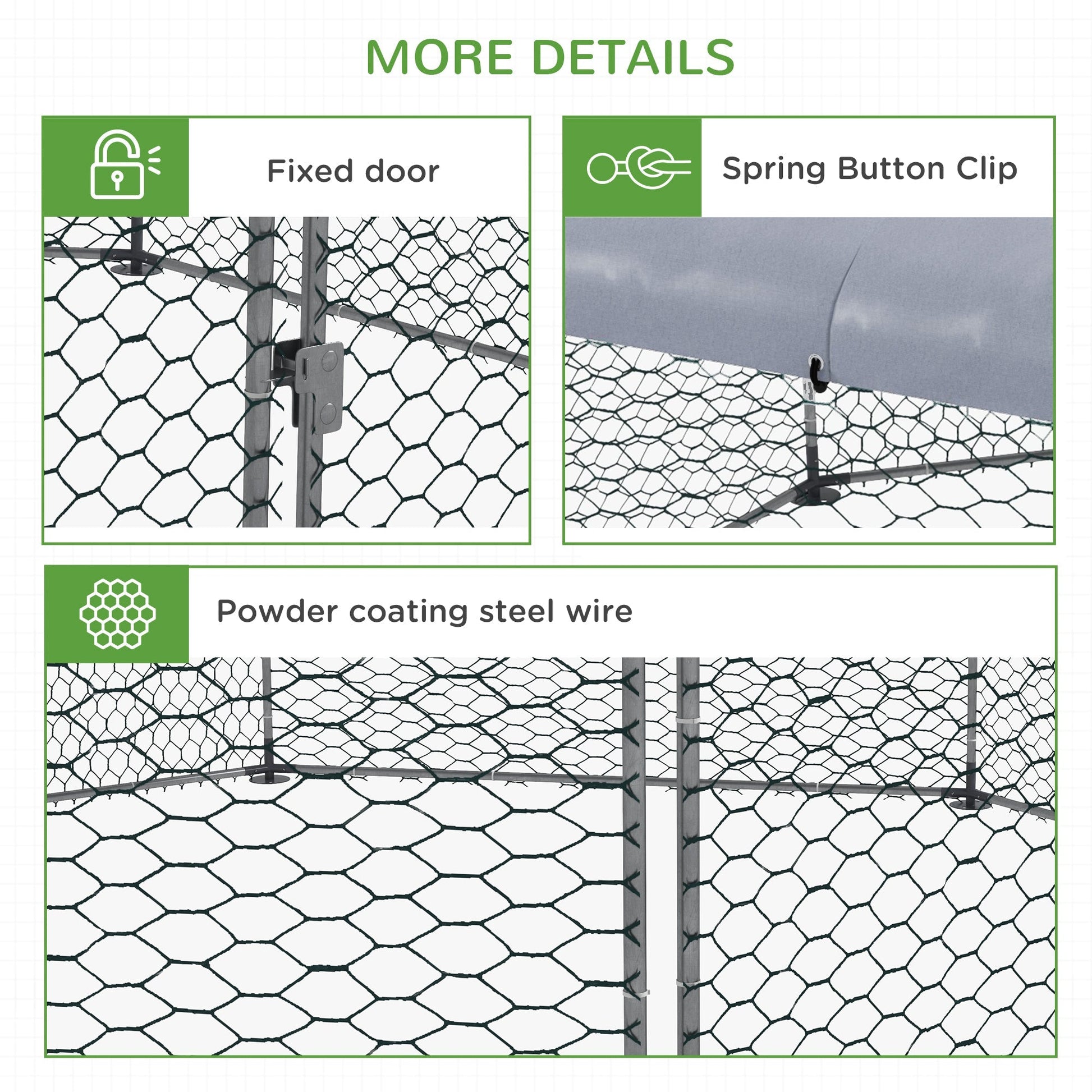 HKM-5602237 Spacious Chicken Run for 19-25 Chickens with Weather-Resistant Cover