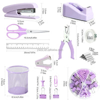 HKM-560275 10-in-1 Desktop Organizer Stationery Set for Office, Bedroom, or School – Available in Pink, Purple, and Black