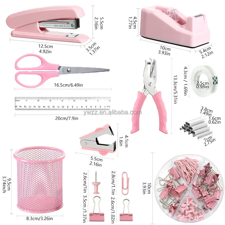 HKM-560275 10-in-1 Desktop Organizer Stationery Set for Office, Bedroom, or School – Available in Pink, Purple, and Black