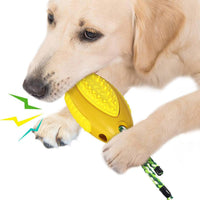 HKM-560339 Voice Leaky Molars Rugby Dog Toy - Durable Plastic in Lake Blue, Yellow, and Dark Green