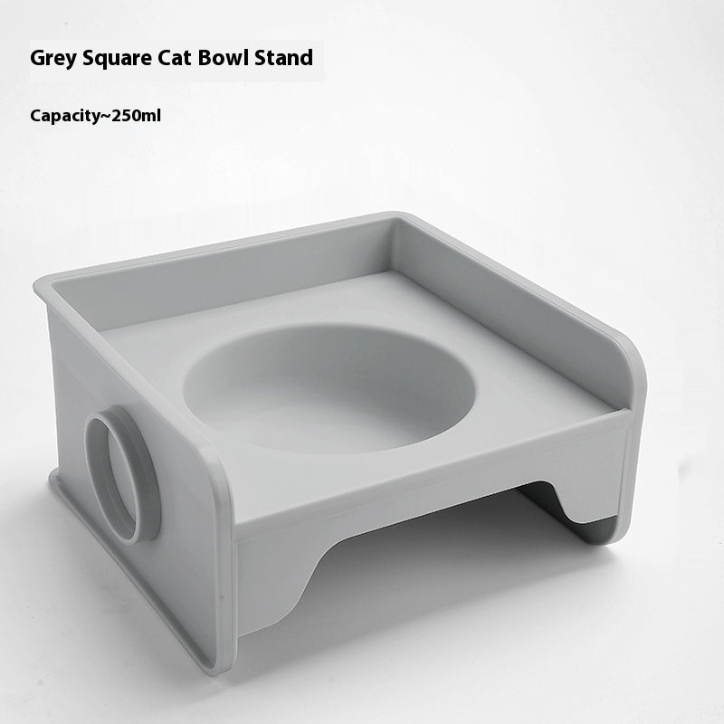 HKM-5604541 Ceramic UFO Cat Bowl with Square Height-Adjustable Rack in Multiple Colors
