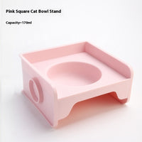 HKM-5604541 Ceramic UFO Cat Bowl with Square Height-Adjustable Rack in Multiple Colors