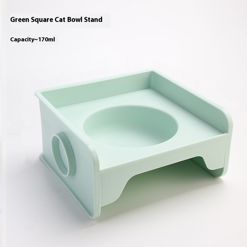 HKM-5604541 Ceramic UFO Cat Bowl with Square Height-Adjustable Rack in Multiple Colors