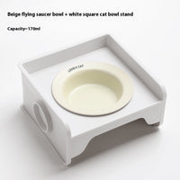 HKM-5604541 Ceramic UFO Cat Bowl with Square Height-Adjustable Rack in Multiple Colors