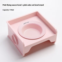 HKM-5604541 Ceramic UFO Cat Bowl with Square Height-Adjustable Rack in Multiple Colors