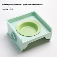 HKM-5604541 Ceramic UFO Cat Bowl with Square Height-Adjustable Rack in Multiple Colors