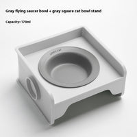 HKM-5604541 Ceramic UFO Cat Bowl with Square Height-Adjustable Rack in Multiple Colors