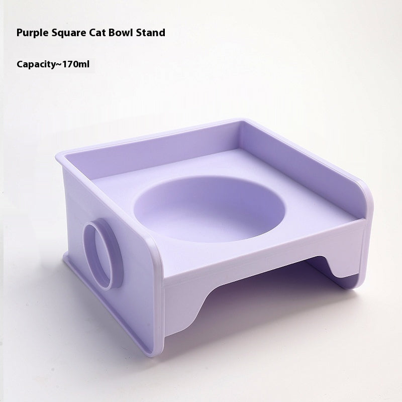 HKM-5604541 Ceramic UFO Cat Bowl with Square Height-Adjustable Rack in Multiple Colors