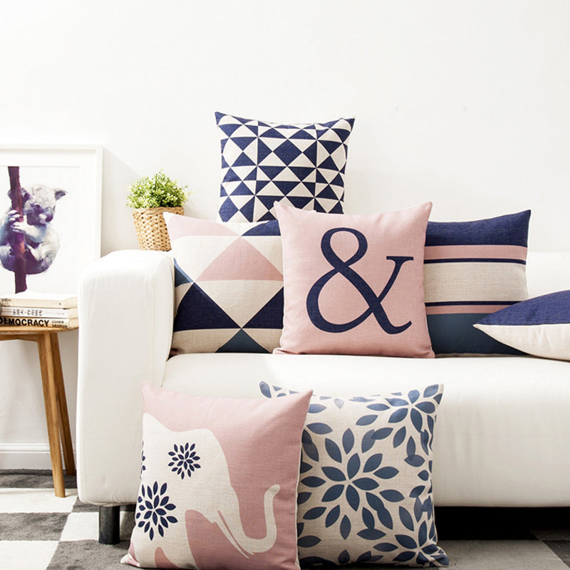 HKM-560531 Nordic Geometry Cotton and Linen Pillowcase - 45x45cm Abstract Design