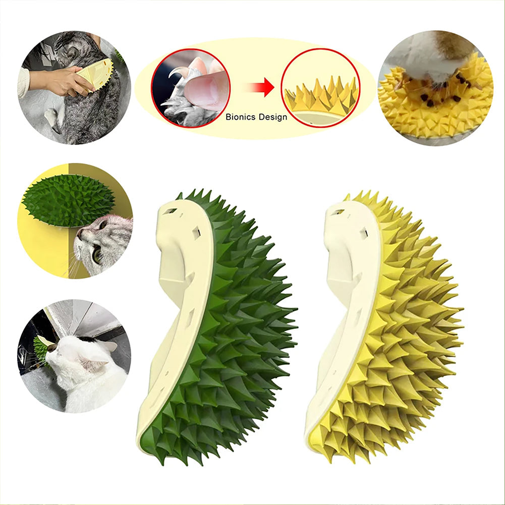 HKM-5605821 Durian-Shaped Cat and Dog Self-Grooming Brush with Massage Combs and Natural Teeth Cleaning Features