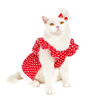 HKM-5605949 Polka Dot Dress for Dogs with Matching Headband - Cute Cotton Skirt for Pets