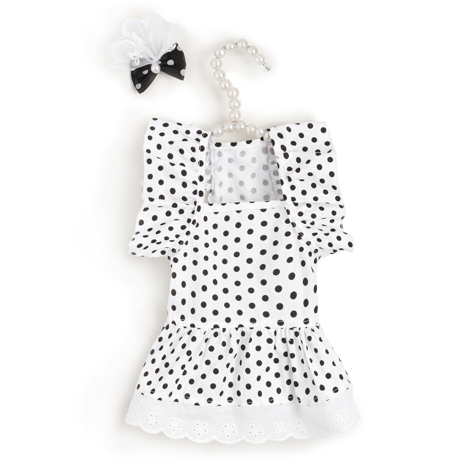 HKM-5605949 Polka Dot Dress for Dogs with Matching Headband - Cute Cotton Skirt for Pets