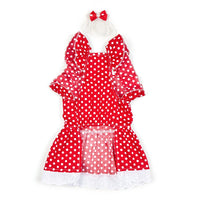 HKM-5605949 Polka Dot Dress for Dogs with Matching Headband - Cute Cotton Skirt for Pets