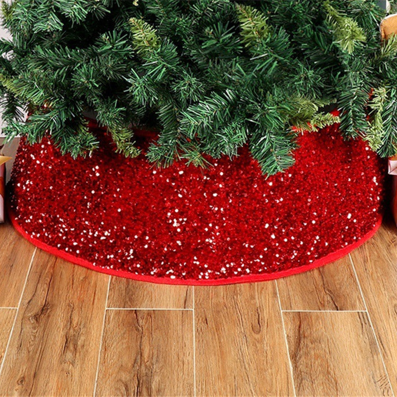 HKM-560595 Red Sequin Christmas Tree Skirt for Festive Holiday Decoration