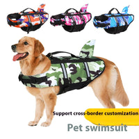 HKM-5606717 Pet Camouflage Swimming Life Jacket - Available in Blue, Green, Pink, Orange, Sizes XS to XXL