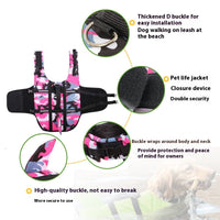 HKM-5606717 Pet Camouflage Swimming Life Jacket - Available in Blue, Green, Pink, Orange, Sizes XS to XXL