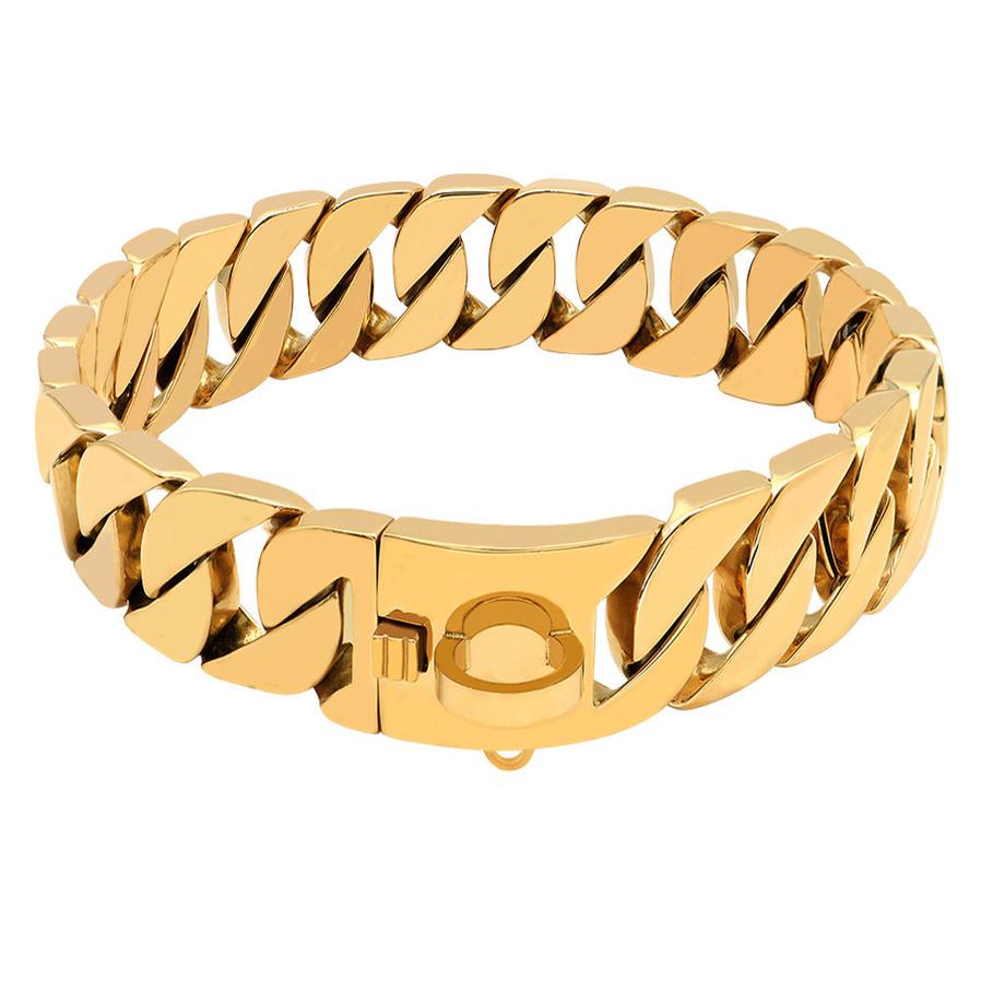 HKM-560851 Gold Stainless Steel Cast Dog Collar - Available in 40cm to 65cm Sizes