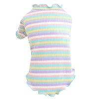 HKM-5608893 Rainbow Stripe Casual Cotton Bottoming Shirt for Everyday Wear