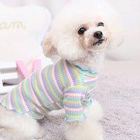 HKM-5608893 Rainbow Stripe Casual Cotton Bottoming Shirt for Everyday Wear