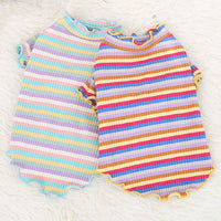 HKM-5608893 Rainbow Stripe Casual Cotton Bottoming Shirt for Everyday Wear