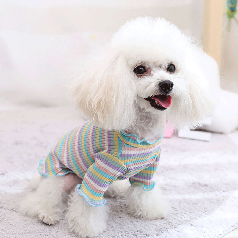 HKM-5608893 Rainbow Stripe Casual Cotton Bottoming Shirt for Everyday Wear